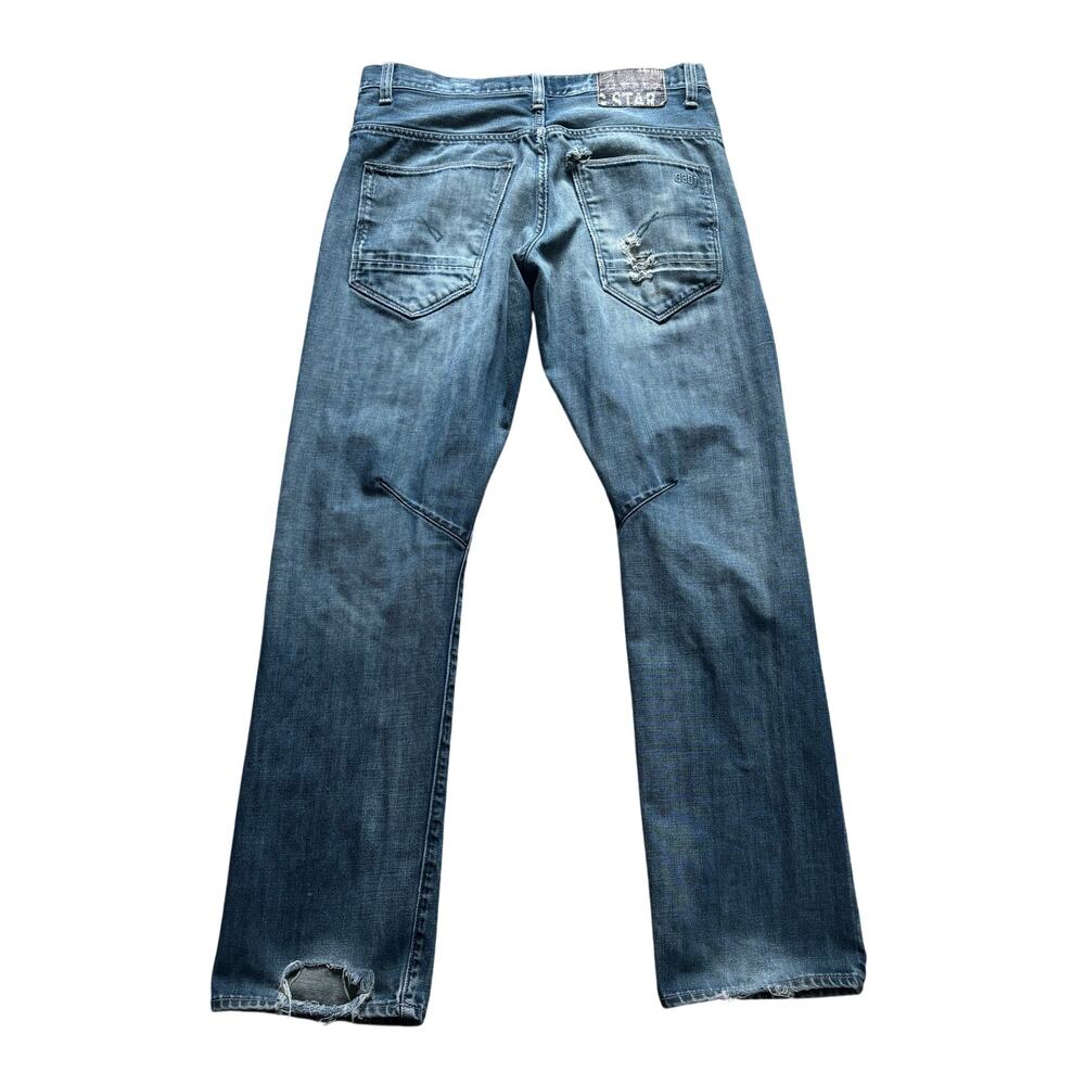 G Star RAW 3301 Jeans 32x31 slim faded distressed ripped wash denim biker moto